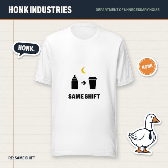 Same Shift new parent tee - front view
