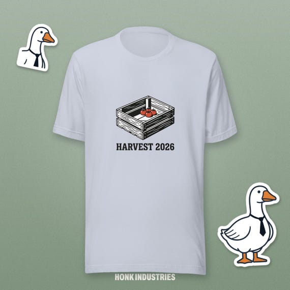 Harvest 2026 Gardening tee - front view